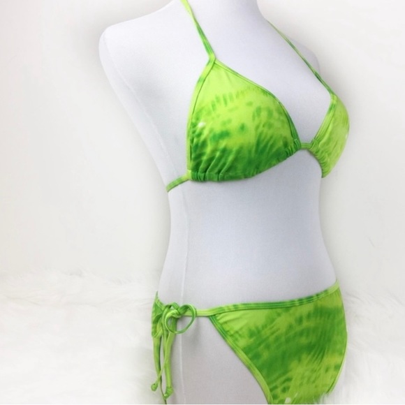 Hoopa Lime Green Tie-Dye Triangle Bikini Size XL - Picture 4 of 15